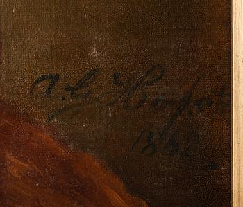 OKÄND KONSTNÄR, olja på duk, otydligt signerad och daterad 1862.