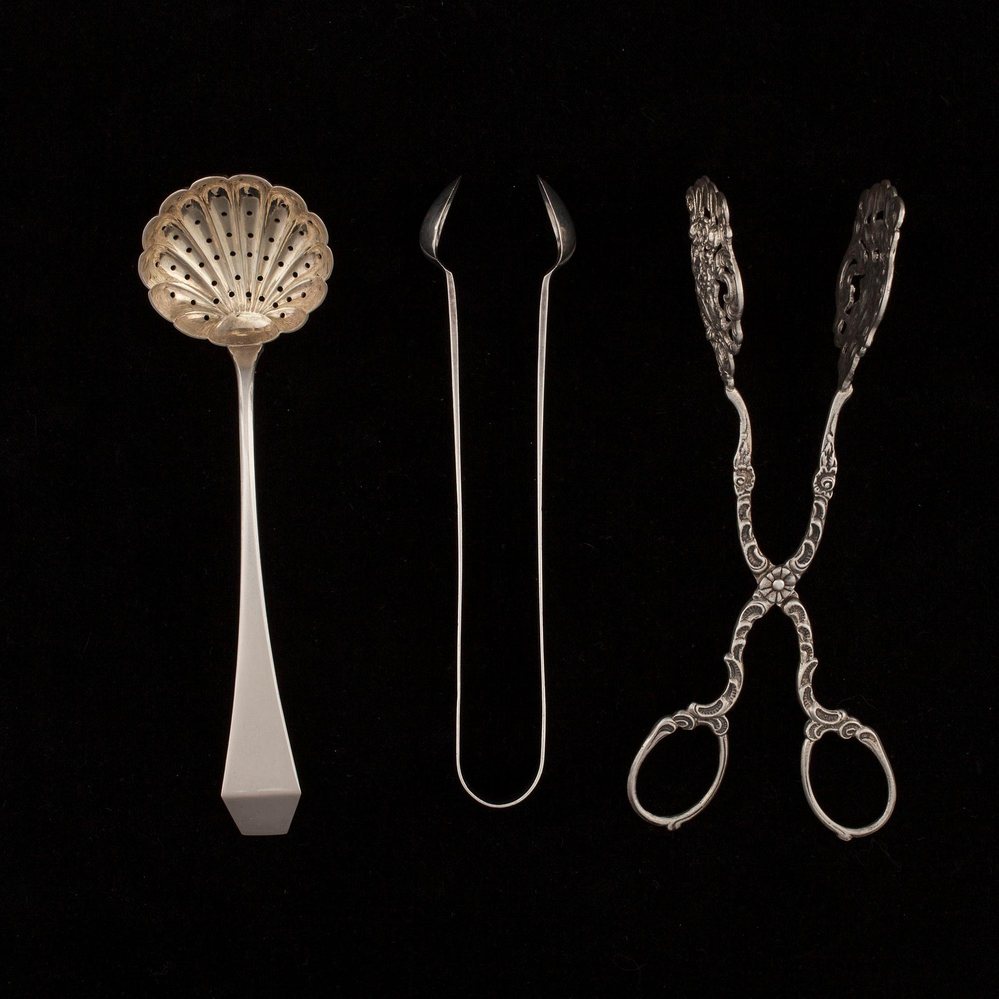 BESTICK, 3 st, silver, finska stämplar. Tot. vikt 121,8 g.