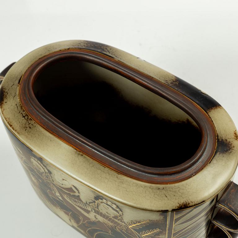 Gunnar Nylund, urna med lock, "Flambé", Rörstrand.