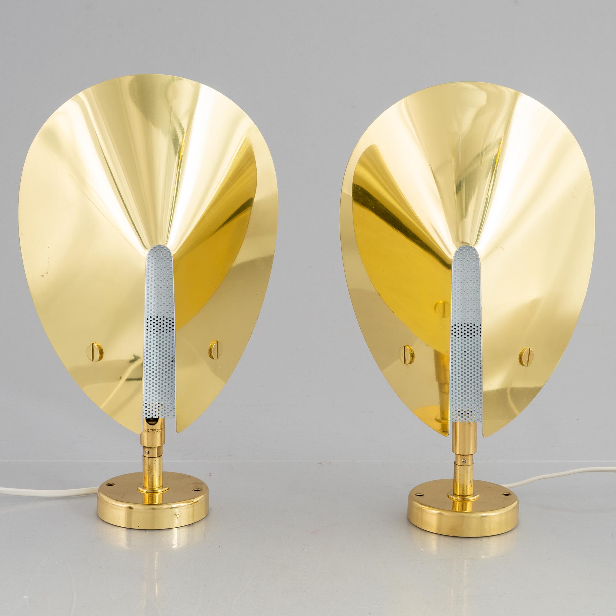 Vägglampor, ett par, modell 1030, Aneta, 1900-talets senare del.