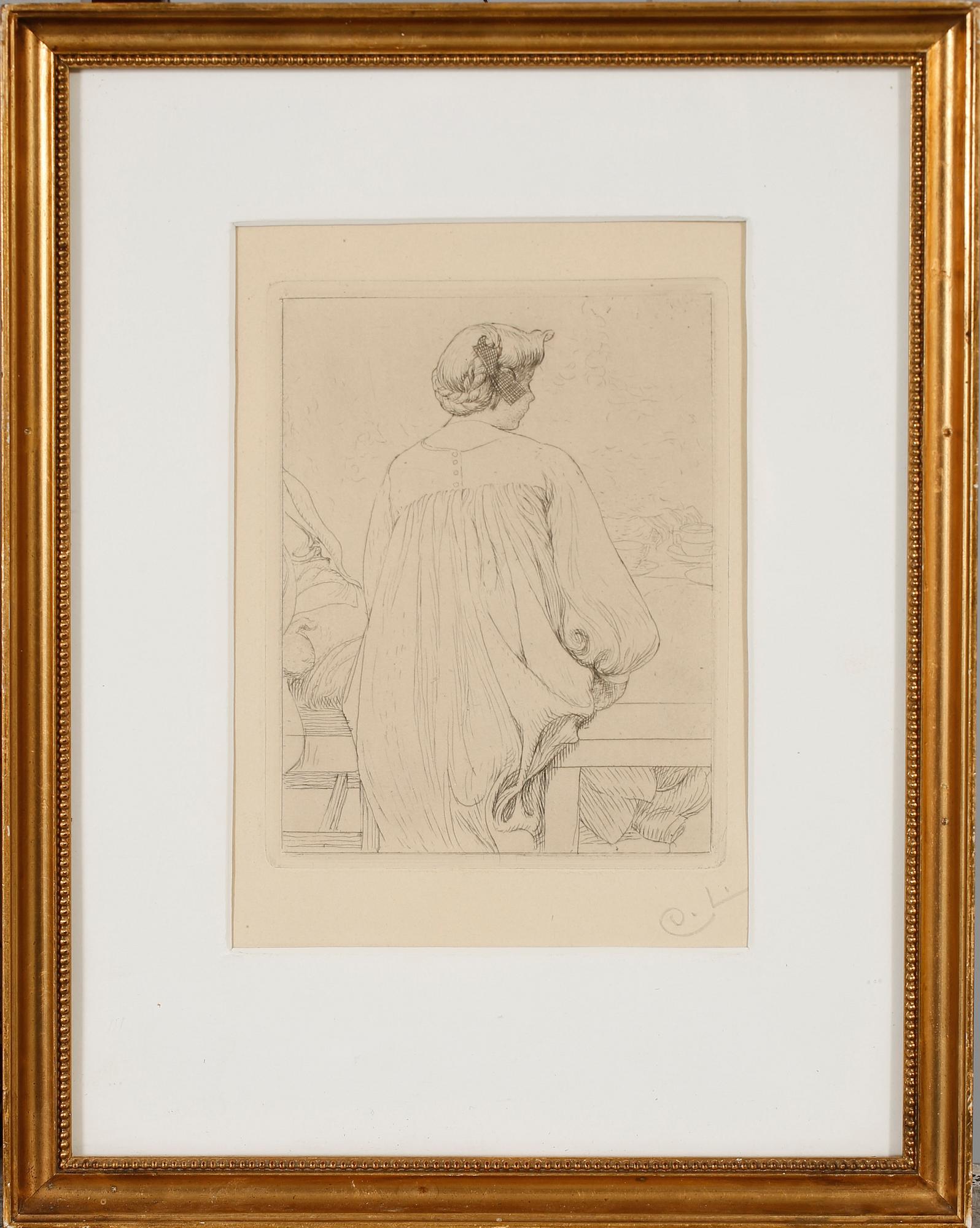 CARL LARSSON, etsning, "Lisbeth och Pontus", blyertssignerad, 1911.