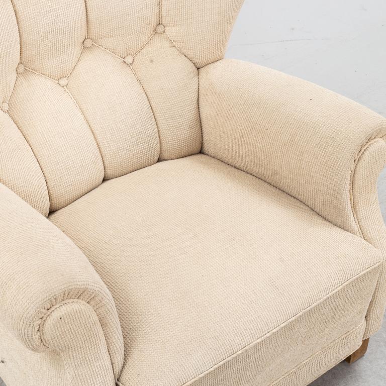 Fritz Hansen, fåtölj modell nr 1518, 1940-tal.