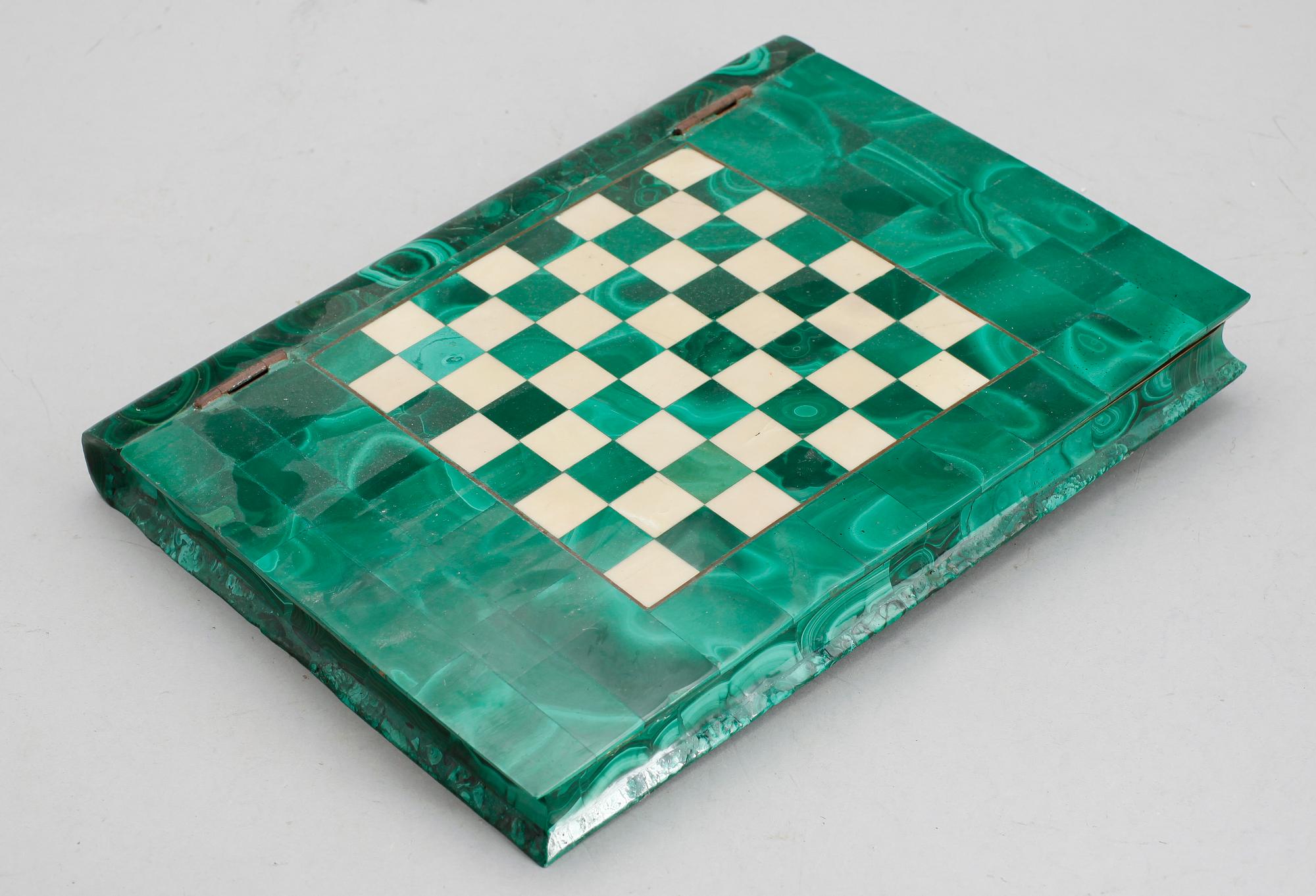 SKRIN, dekor av malakit och ljus sten, 1800-tal.