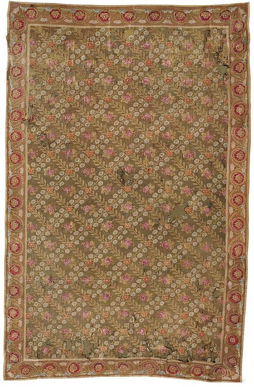 A carpet tapestry weave, ca 561-564,5 x 354-360 cm, Aubusson, France the middle to the end of the 19th century.