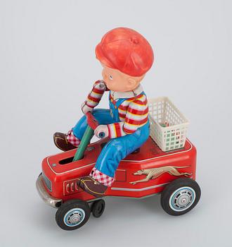 TRAMPBIL MED FÖRARE, plåt.