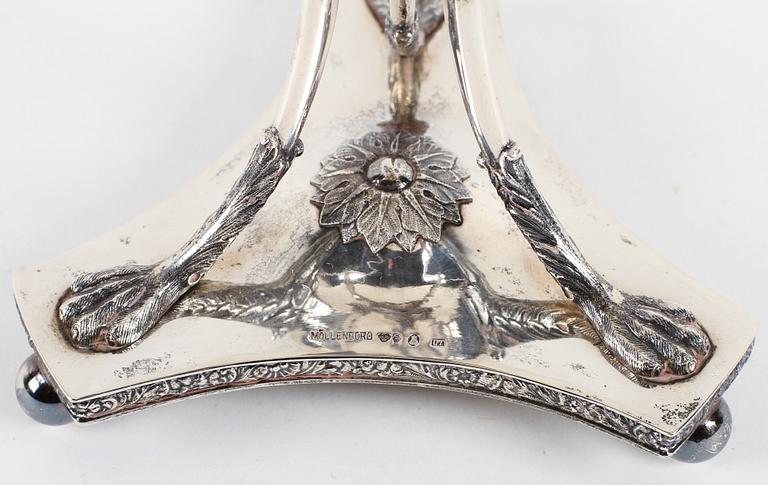 SOCKERSKÅL PÅ FOT, silver, empirestil, Möllenborg, Stockholm 1916. Vikt 728 gram.