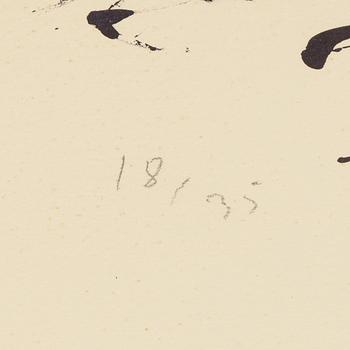 Asger Jorn, färglitografi, daterad 58 och numrerad 18/35 med blyerts.