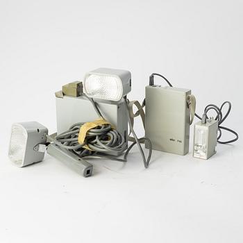 Dieter Rams, Robert Oberheim m. fl. projektorer samt blixtar, 8 delar, Braun.