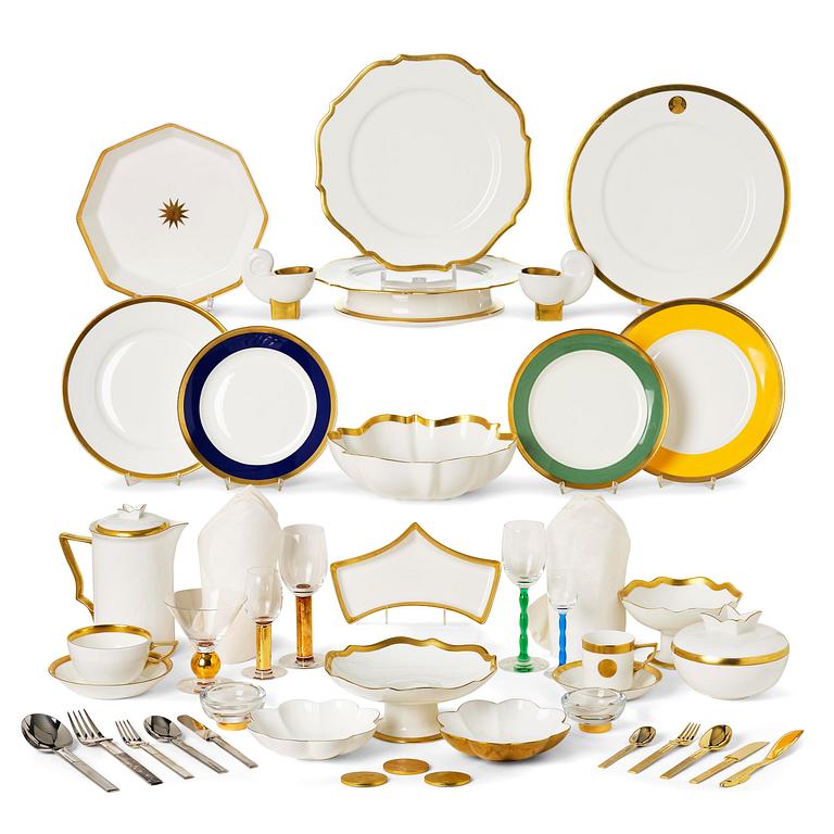 Karin Björquist, Gunnar Cyrén & Ingrid Dessau, a 316-piece “Nobel” service, comprising porcelain, cutlery, glassware and napkins.