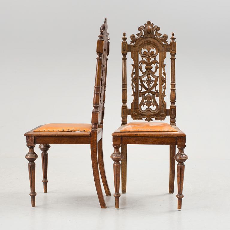 A set of six late 1800s chairs.