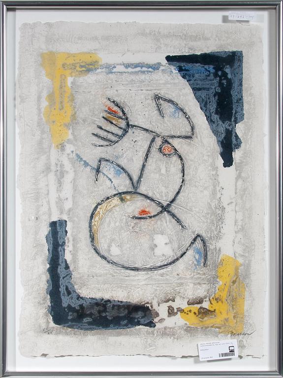 PIERRE BRESSON, Carborundumetsning. Sign och numr VII/XV.