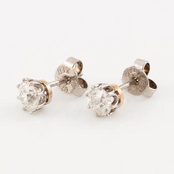 Earrings, a pair, 18K white gold with old-cut diamonds.