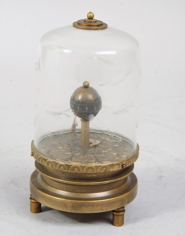 KLOCKA, mässing, glas, 1900-tal.