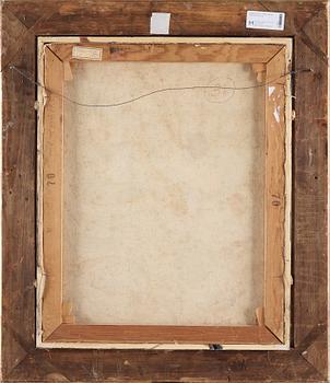 Agnes Cleve, "Stilleben med röd duk" (Självporträtt).