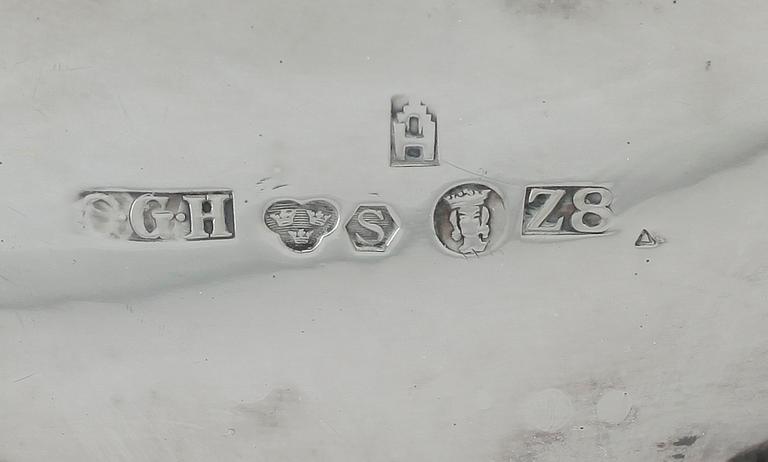KAFFESERVIS, 3 delar, silver, CG Hallberg, Stockholm 1950. Vikt ca 1325 g.