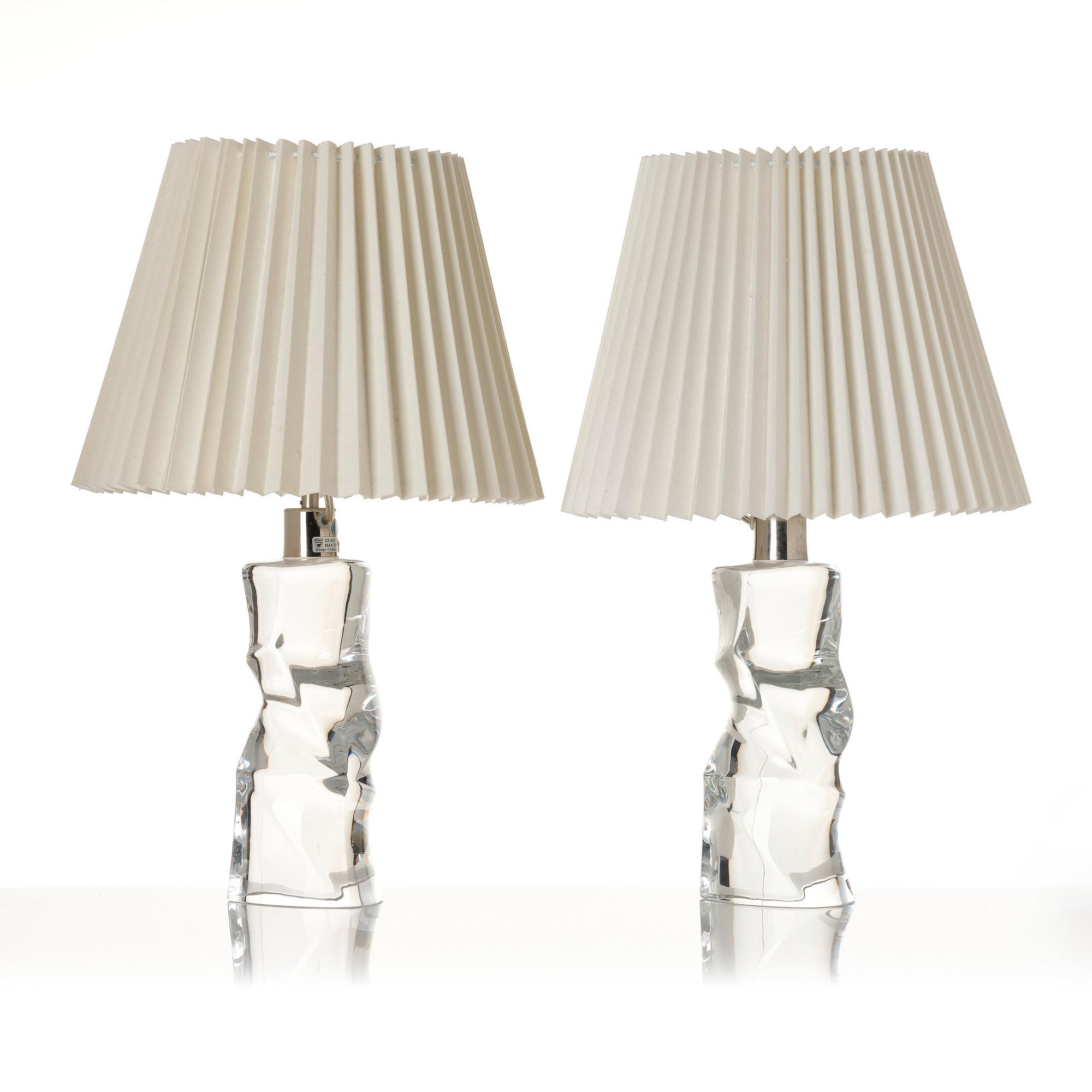 Olle Alberius, a pair of table lamps model "2214/271", Orrefors, 1960-70s.