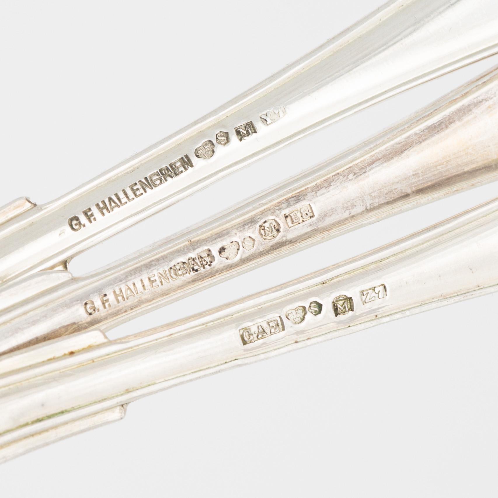 A group of 12 Swedish silver spoons, including GAB, Stockholm, 1926.