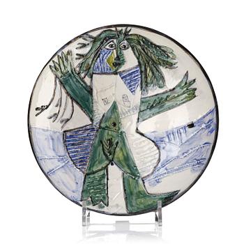211. Pablo Picasso, a "Femme échevelée" (A.R. 509) faience dish, Madoura, Vallauris, France, post 1963.