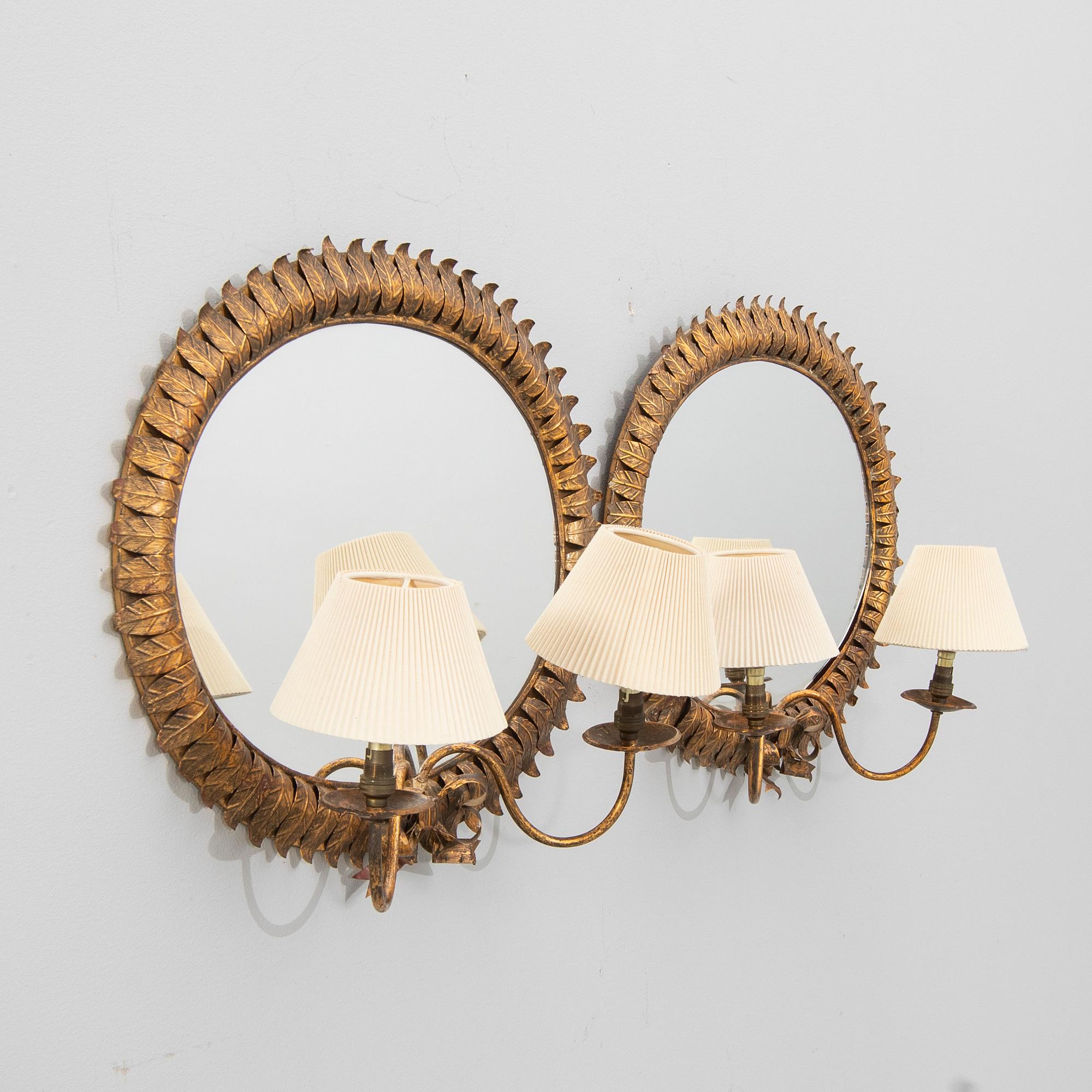 Mirror sconces, a pair, 20th century.