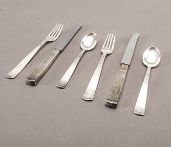 A Swedish 20th set of 36 pcs silver cutlery mark of J Ängman GAB Stockholm 1690/70s, weight ca 980 gr.