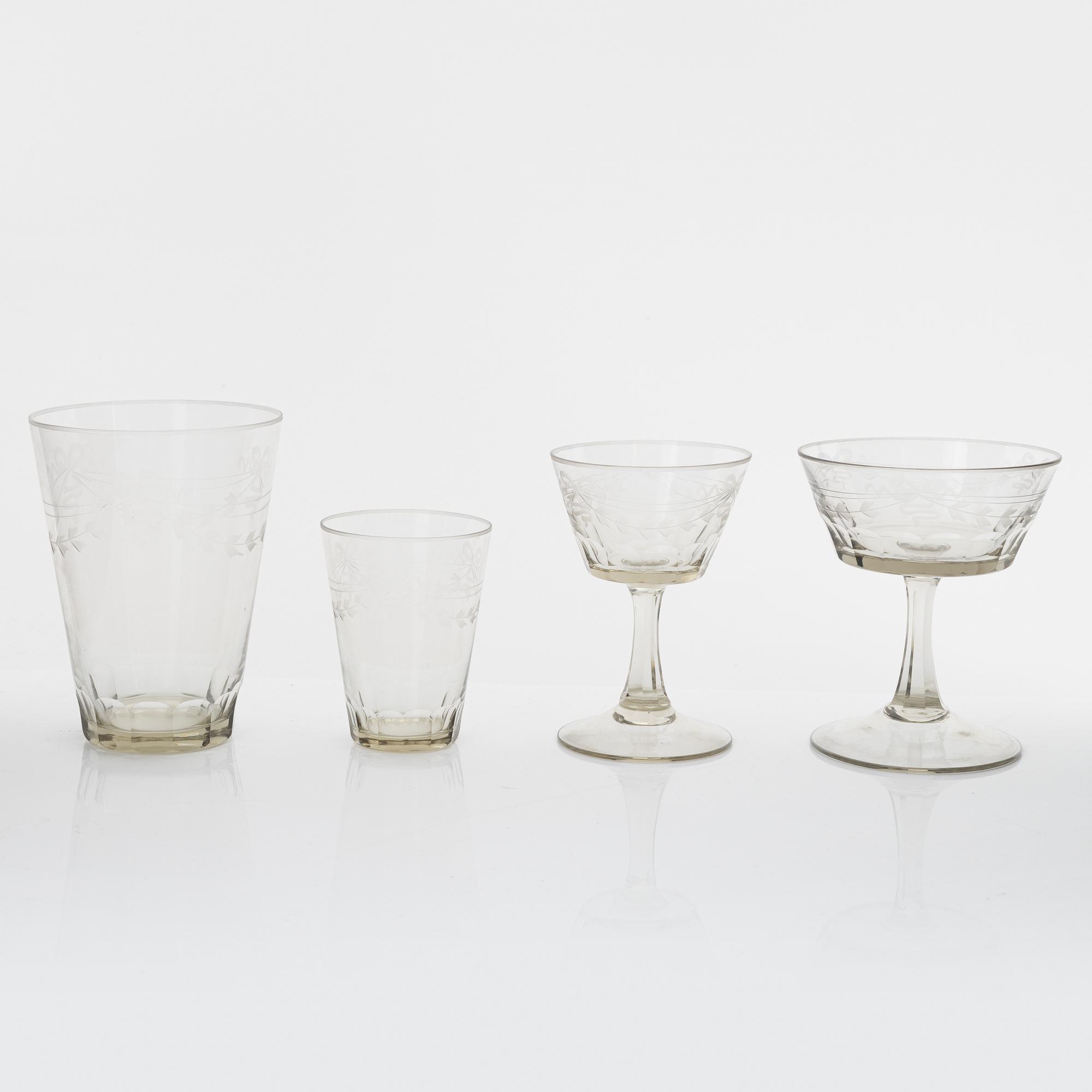 A 102-piece 'Margareta' glass service, Eda glasbruk, 1943-53.