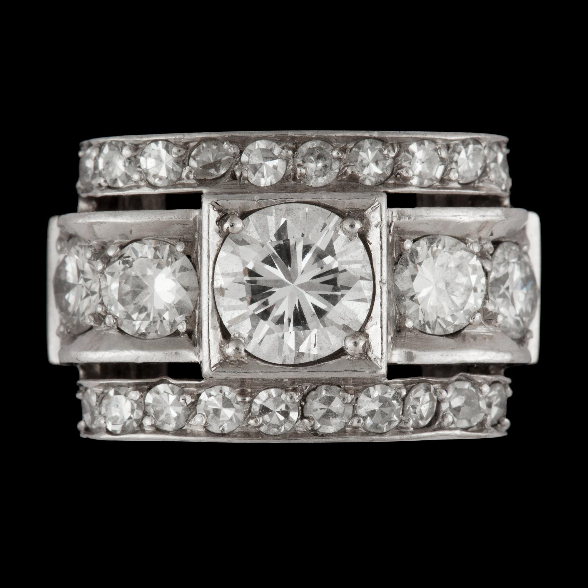RING, briljant- och 8/8- slipade diamanter tot. ca 2 ct. Kvalitet ca F-G/VS-SI.