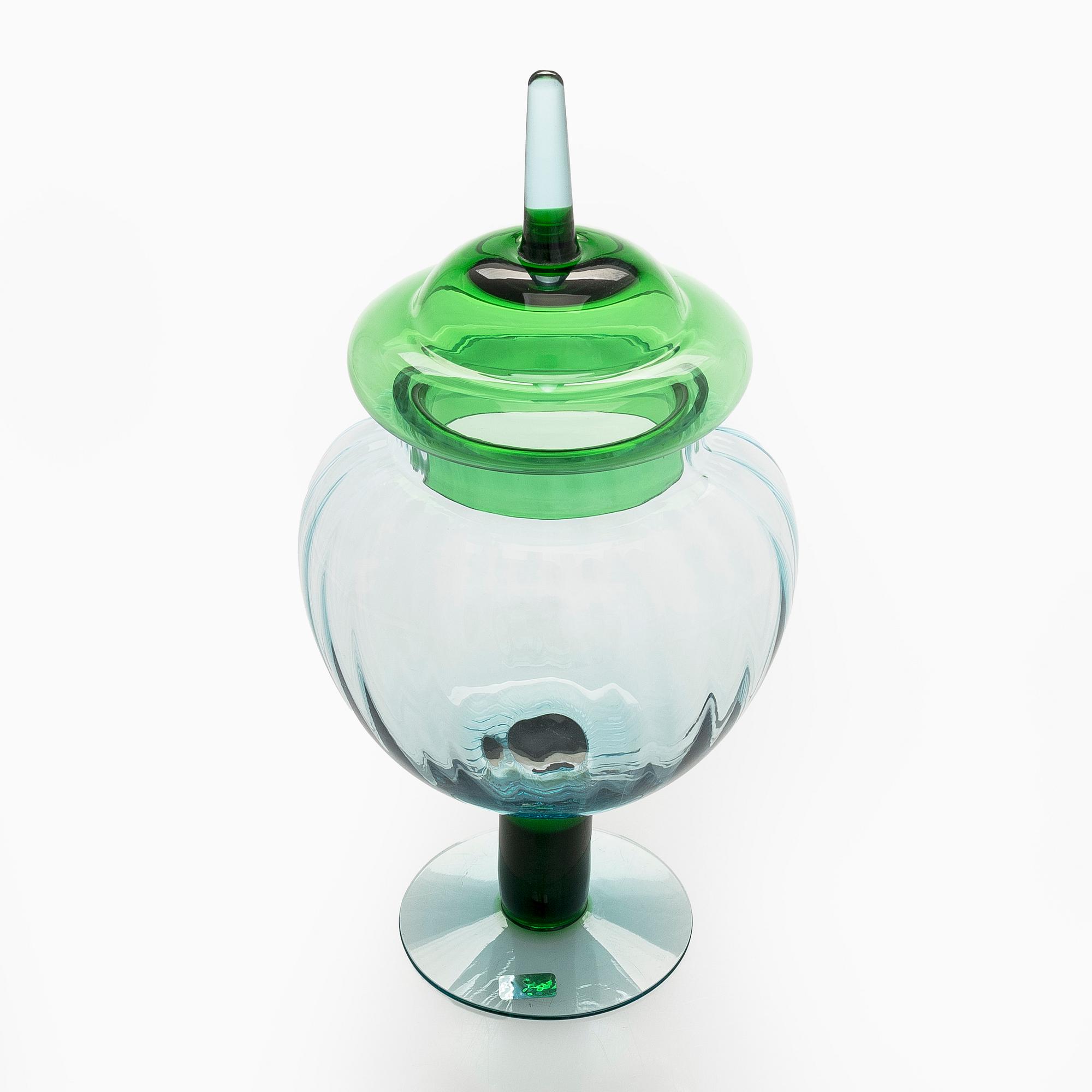 Kerttu Nurminen, a 'Grandmother's candy bowl' art glass object, Lampi Pro Arte 1993, signed K. Nurminen, Nuutajärvi.