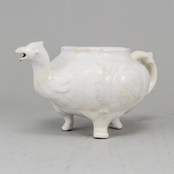 A white glazed Swedish Marieberg tea pot, 18th Century.