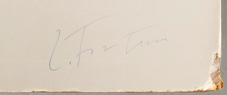 John Melin, utställningsaffisch, Moderna Museet för Lucio Fontana. Signerad av Lucio Fontana.