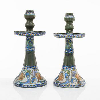 Desk set, 4 pieces, ceramic, bl a "Crocus", Gouda, Netherlands.