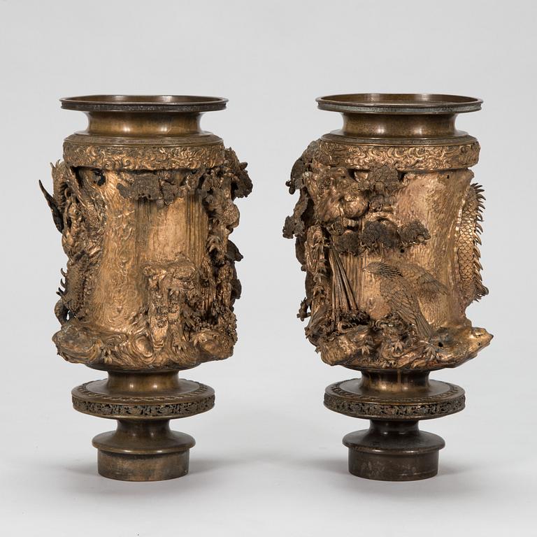 Parts to two bronze insence burners, late Meiji-period, late 19th century, Japan.