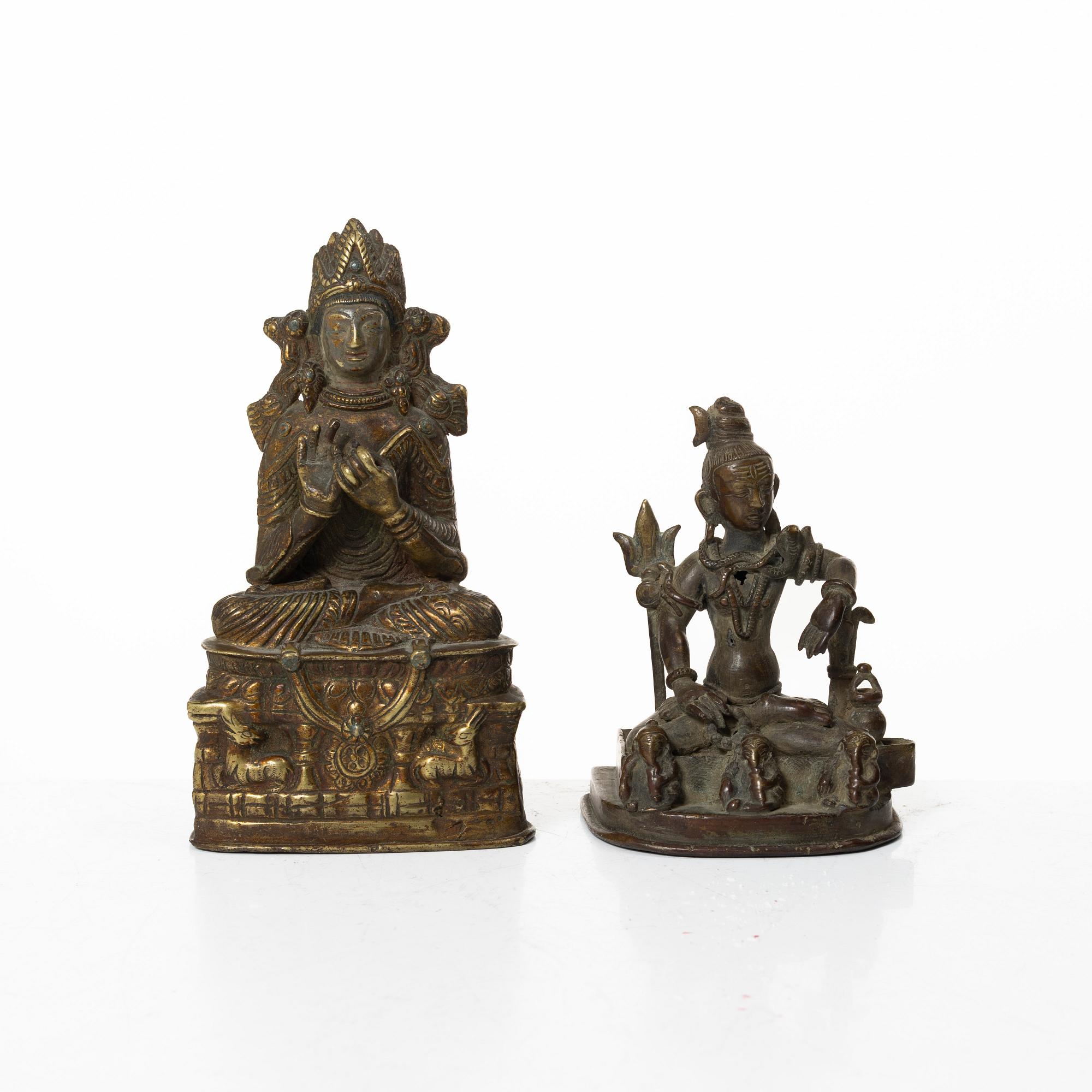 Two Indian brass/bronze deities, 19/20th century.