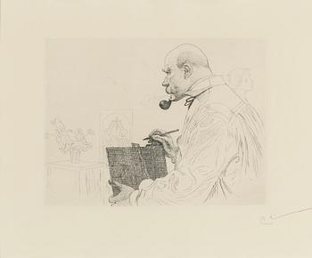 CARL LARSSON, etching, signed C.L in pencil. Executed 1912. State 2. 121 signed copies. "Self-portrait".