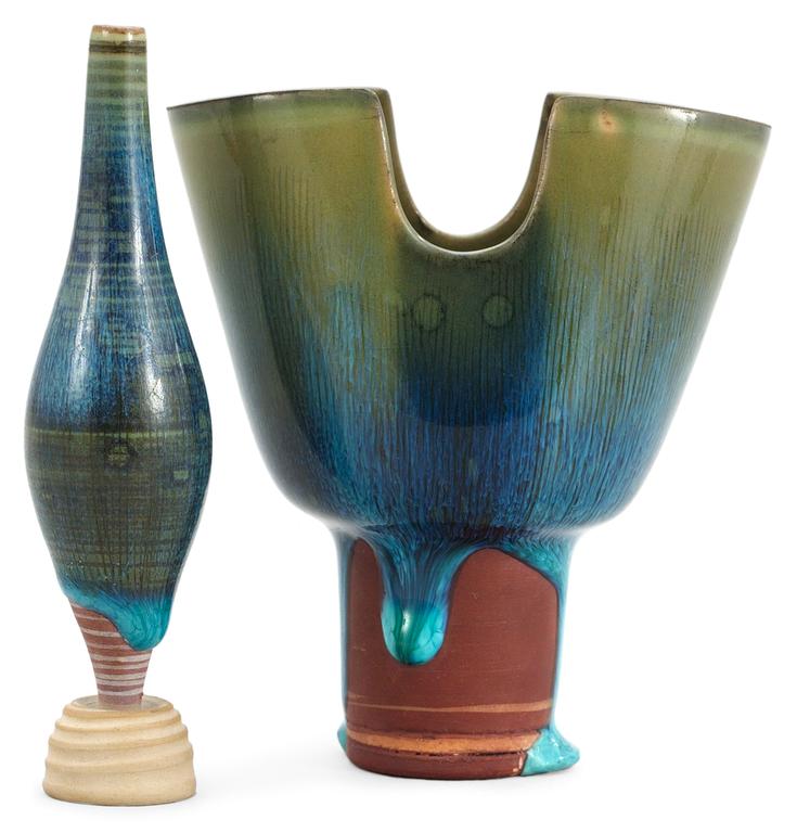 Two Wilhelm Kåge 'Farsta' miniature vases, Gustavsberg studio 1950's.