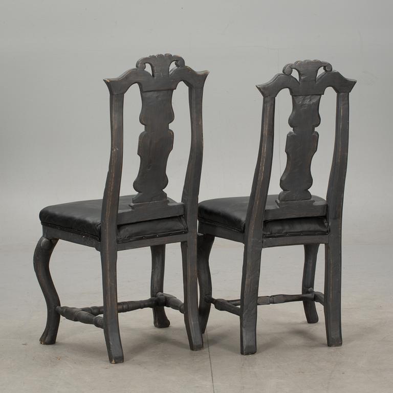 STOLAR, 2 st, en senbarock, en senbarockstil. 1700/1900-tal.