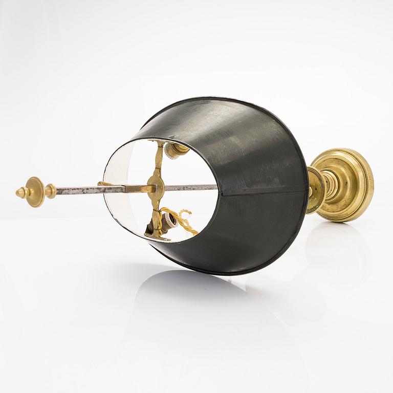 A bouillotte table lamp for two candles, France, late 19th century.