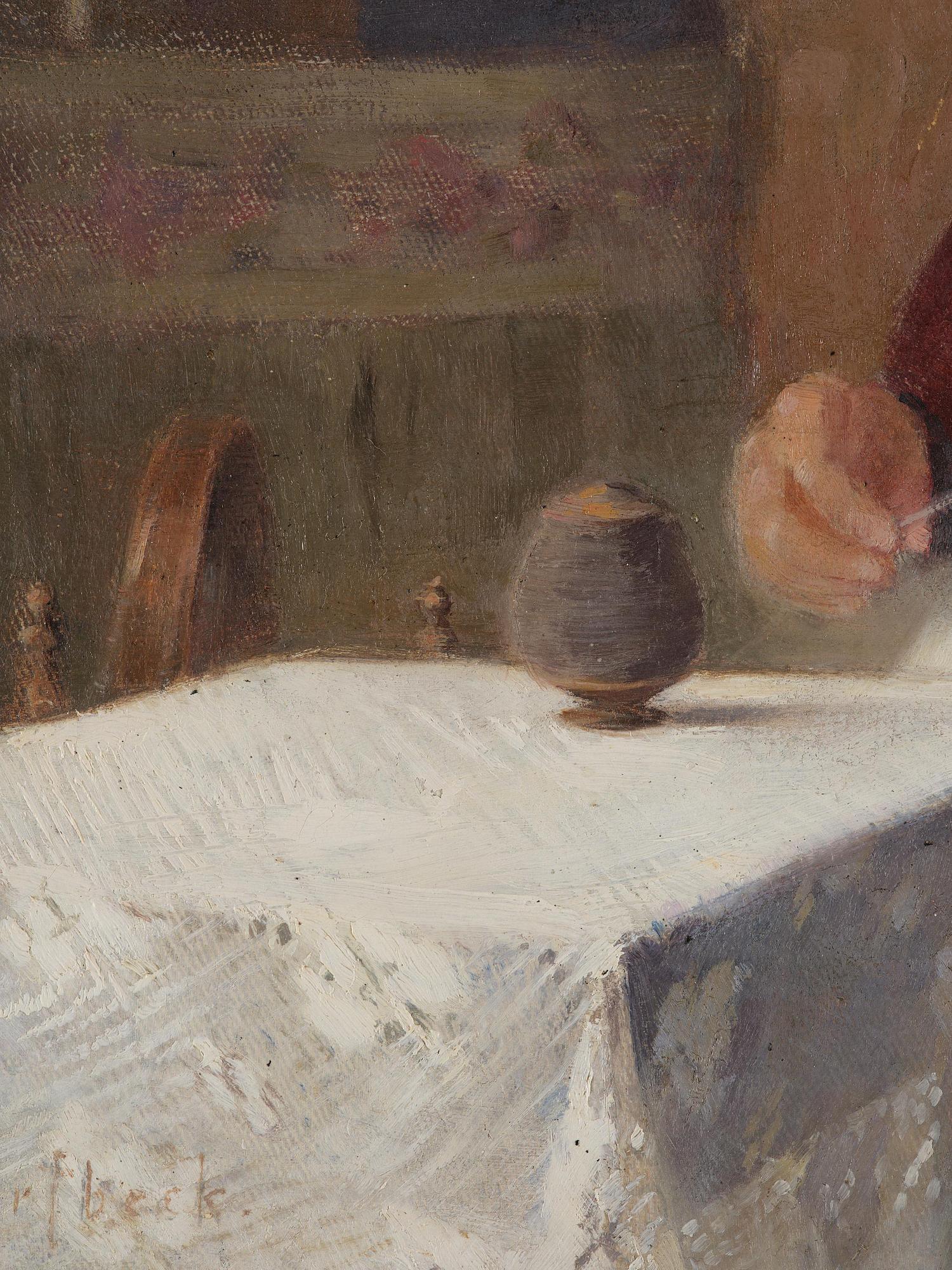 Helene Schjerfbeck, "Dam vid spinnrocken" ("Lady at the spinning wheel", Portrait of Mrs Ulrika Baarman).