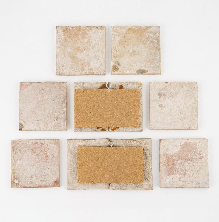 Flisor, 10 st, glaserat lergods, Holland, 17/1800-tal.