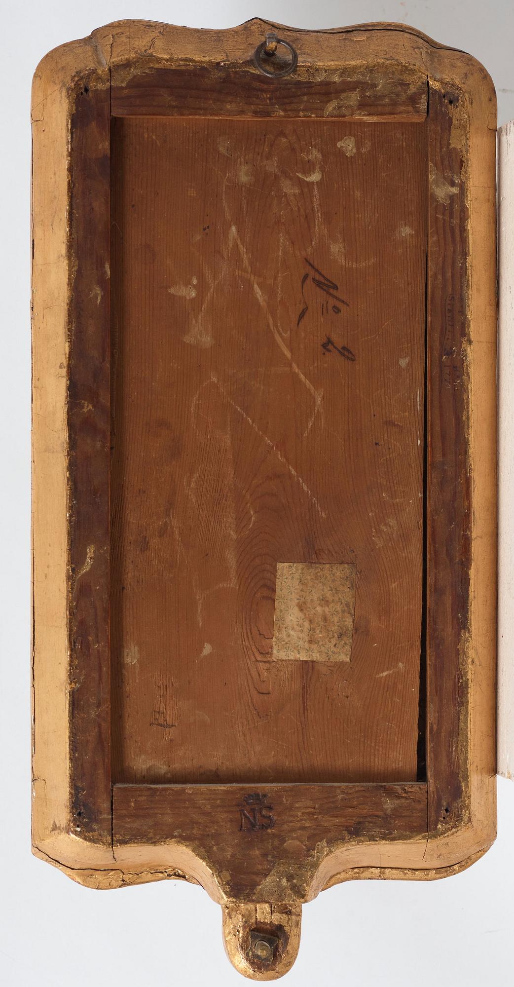 Spegellampetter, för två ljus, ett par, av Nils Sundström (spegelmakare i Stockholm 1754-1781), Rokoko.