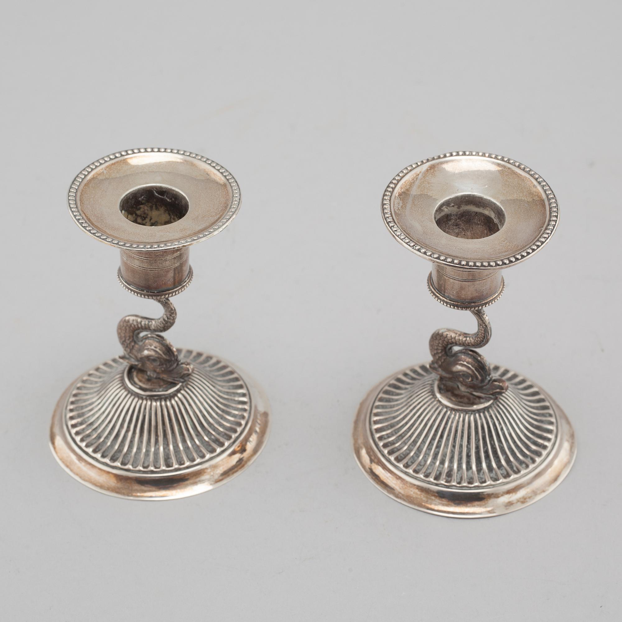 a pair of silver candlesticks, Stockholm, 1814.