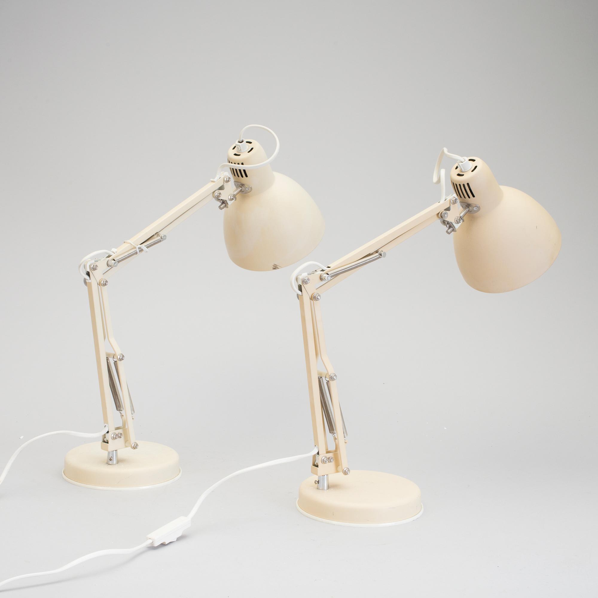 SKRIVBORDSLAMPOR, ett par, metall, IKEA, sannolikt 1970-tal.