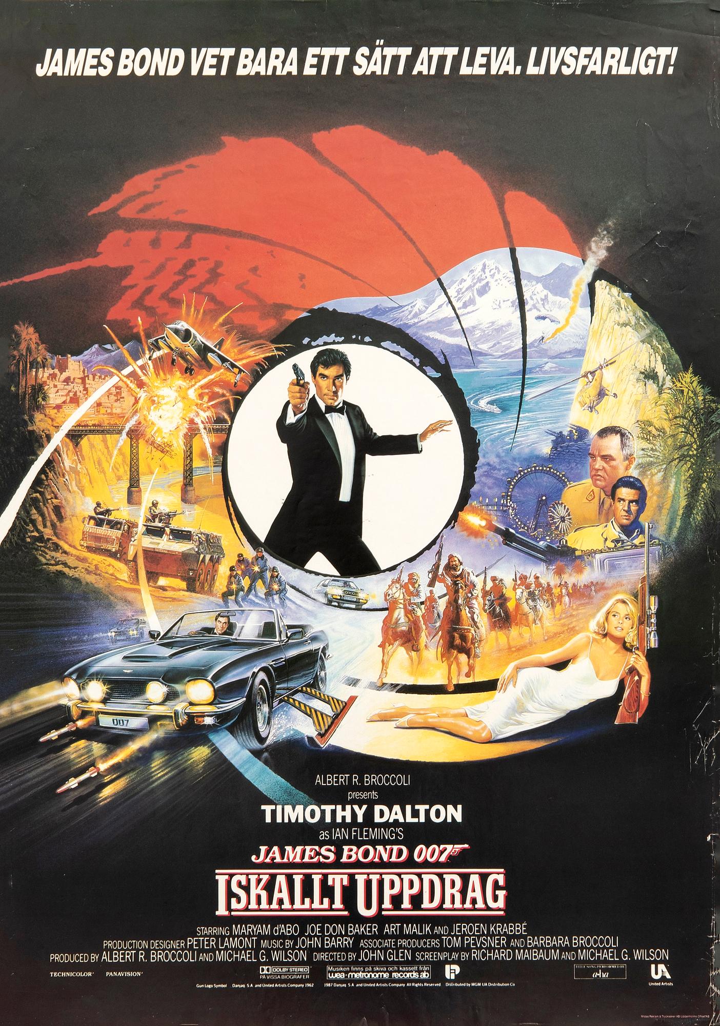 Film poster James Bond "The Living Daylights" 1987 Swedish first edition.