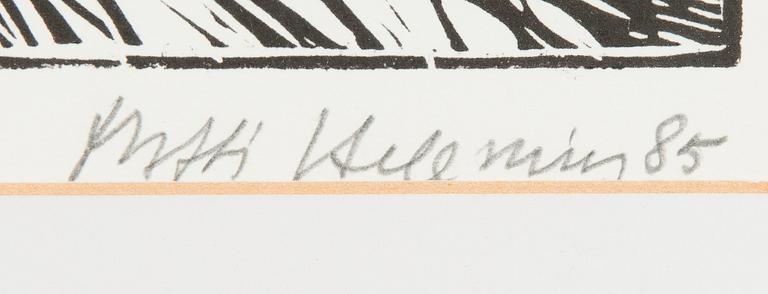 MATTI HELENIUS, träsnitt, signerad och daterad -85, numrerad 30/30.