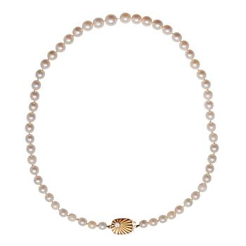 345. A NECKLACE, 18K gold. Brilliant cut diamond c. 0.20 ct VS. Akoya pearls 5,9 - 8 mm. Helsinki 1968. Length 46 cm.