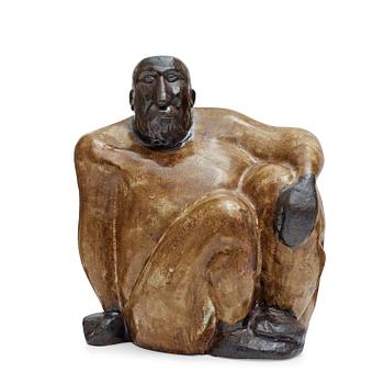 346. An Åke Holm 'Jeremiah the thinker' stoneware sculpture, Höganäs 1950's.