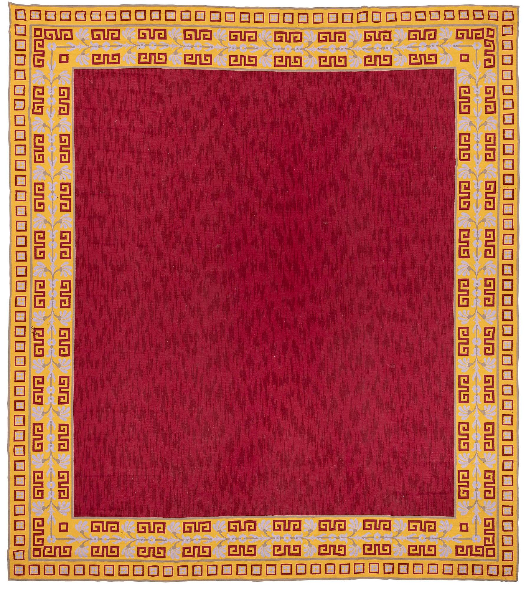 A tapestry weave carpet, c. 528 x 473 cm, signed Aubusson.