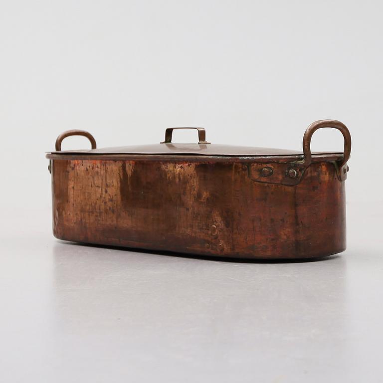 FISKKITTEL, koppar med insats, 1800-tal.
