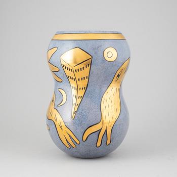 Ulrica Hydman-Vallien, vas, pokal, samt 6 glas, Kosta Boda, signerade.