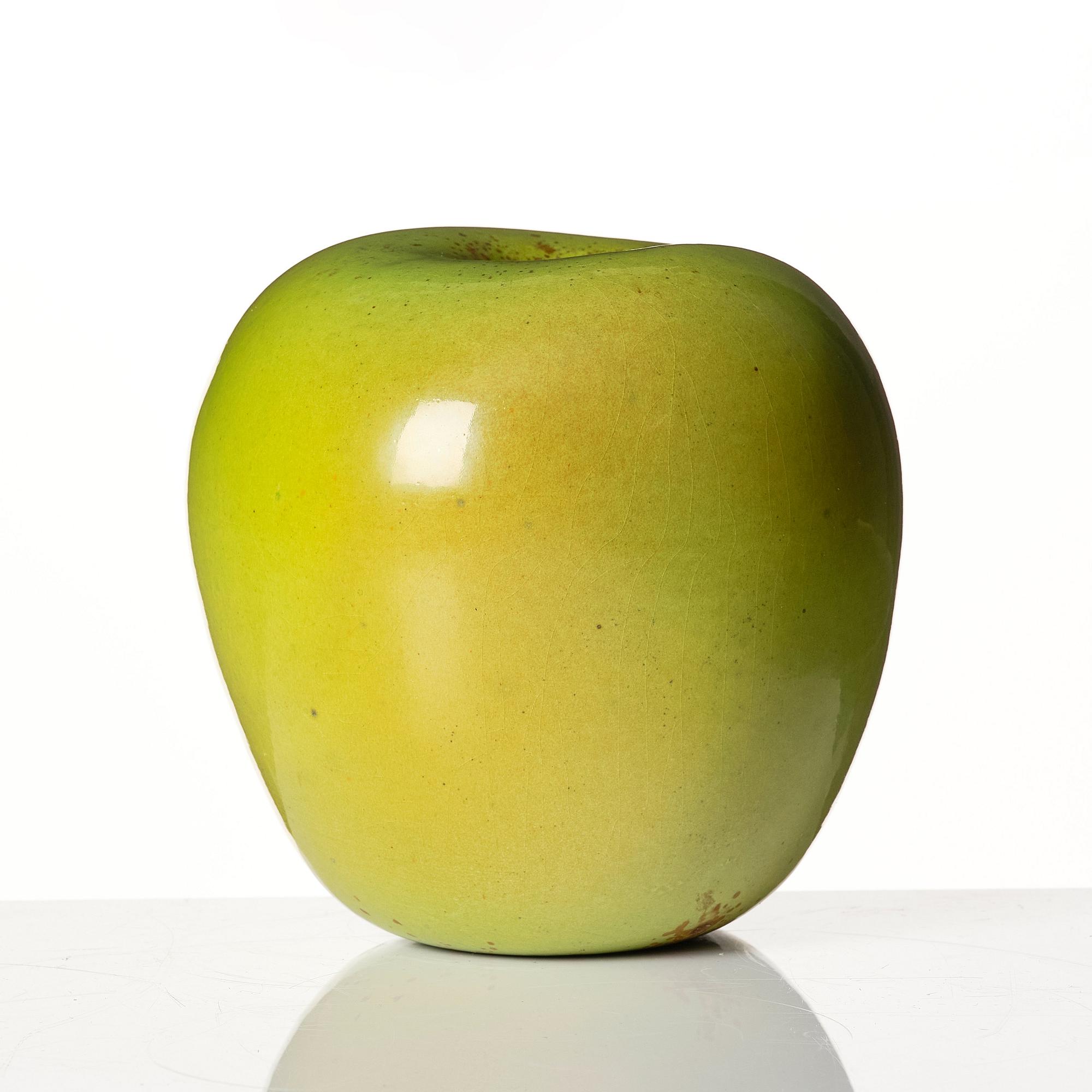 Hans Hedberg, a faience sculpture of a green apple, Biot, France.