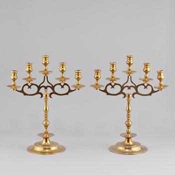 KANDELABRAR, ett par, jugendstil, 1900-tal.